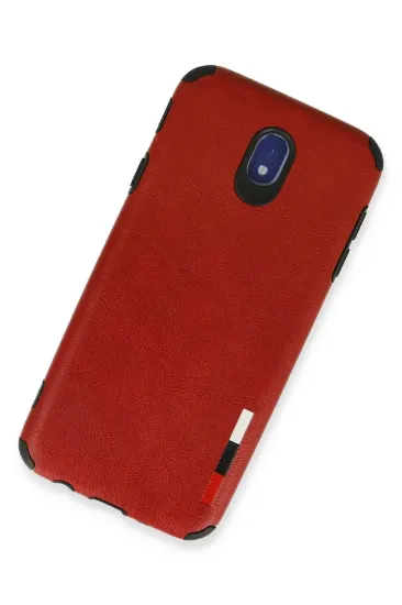 Newface Samsung Galaxy J7 Pro / J730 Kılıf Loop Deri Silikon - Kırmızı resmi