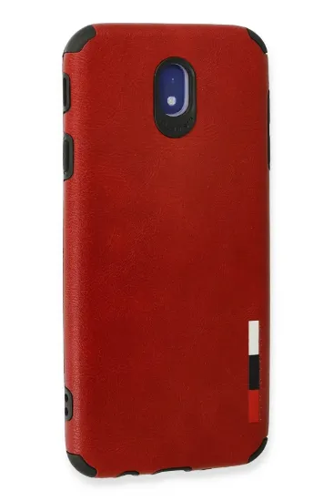Newface Samsung Galaxy J7 Pro / J730 Kılıf Loop Deri Silikon - Kırmızı resmi