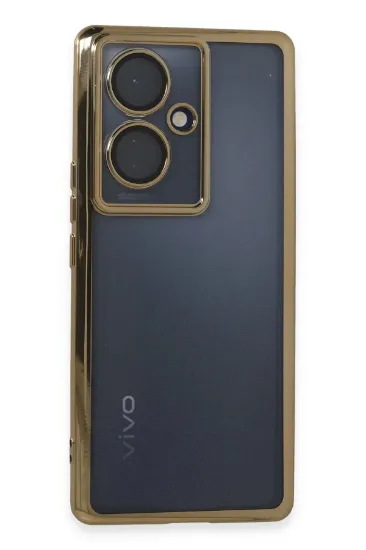Newface Vivo V29 Lite Kılıf Razer Lensli Silikon - Gold resmi