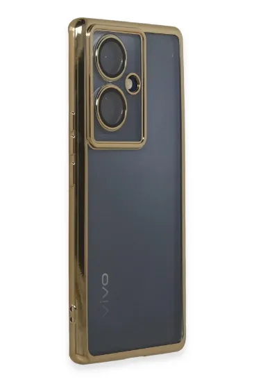 Newface Vivo V29 Lite Kılıf Razer Lensli Silikon - Gold resmi