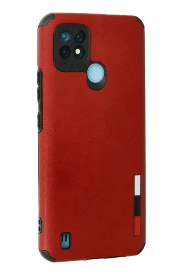 Newface Realme C21 Kılıf Loop Deri Silikon - Kırmızı resmi