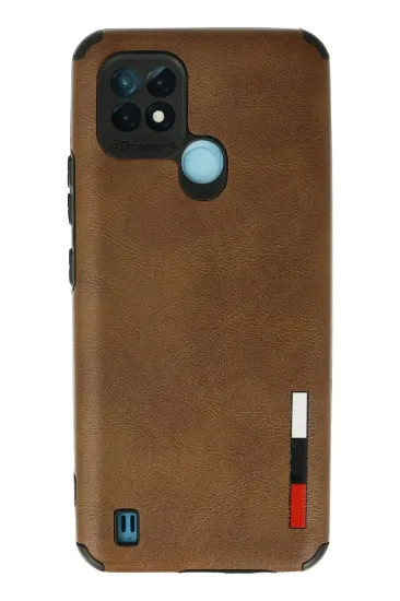 Newface Realme C21 Kılıf Loop Deri Silikon - Kahverengi resmi