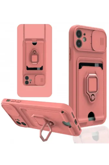 Newface iPhone 11 Kılıf Zuma Kartvizitli Yüzüklü Silikon - Pembe resmi