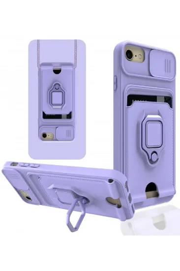 Newface iPhone 6 Kılıf Zuma Kartvizitli Yüzüklü Silikon - Lila resmi