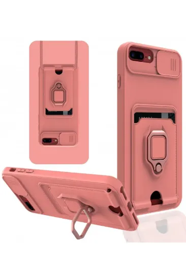 Newface iPhone 7 Plus Kılıf Zuma Kartvizitli Yüzüklü Silikon - Pembe resmi
