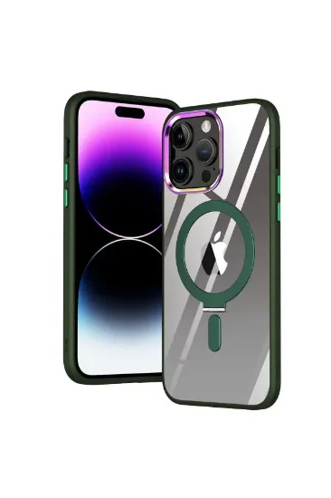Newface iPhone 14 Pro Kılıf Mudo Magneticsafe Standlı Kapak - Köknar Yeşili resmi