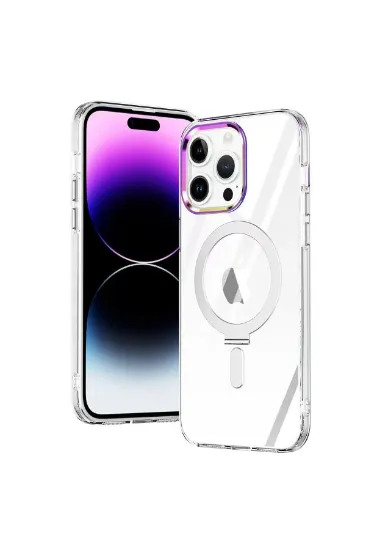 Newface iPhone 14 Pro Kılıf Mudo Magneticsafe Standlı Kapak - Şeffaf resmi