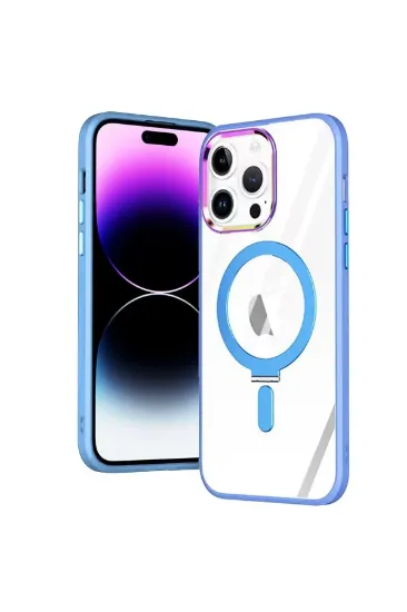 Newface iPhone 14 Pro Kılıf Mudo Magneticsafe Standlı Kapak - Sierra Blue resmi