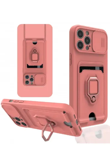Newface iPhone 12 Pro Max Kılıf Zuma Kartvizitli Yüzüklü Silikon - Pembe resmi