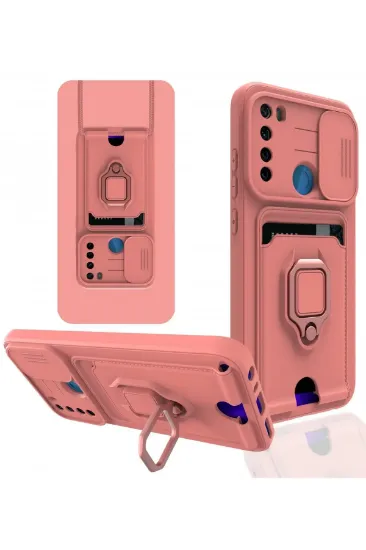 Newface Xiaomi Redmi Note 8 Kılıf Zuma Kartvizitli Yüzüklü Silikon - Pembe resmi