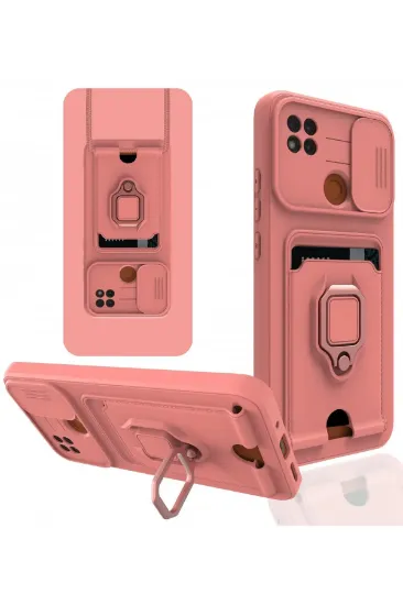 Newface Xiaomi Redmi 9C Kılıf Zuma Kartvizitli Yüzüklü Silikon - Pembe resmi