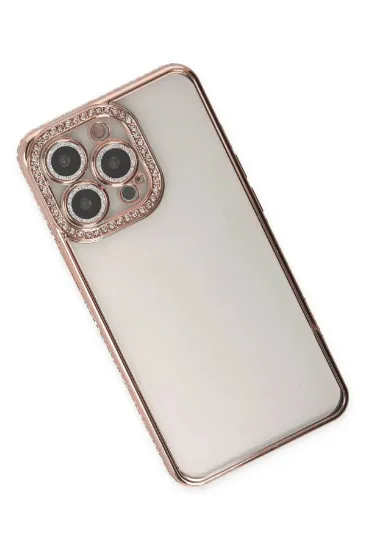 Newface iPhone 14 Pro Kılıf Joke Taşlı Silikon - Pembe resmi