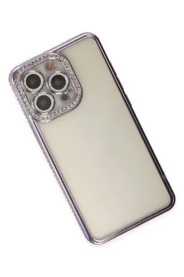 Newface iPhone 14 Pro Kılıf Joke Taşlı Silikon - Mor resmi