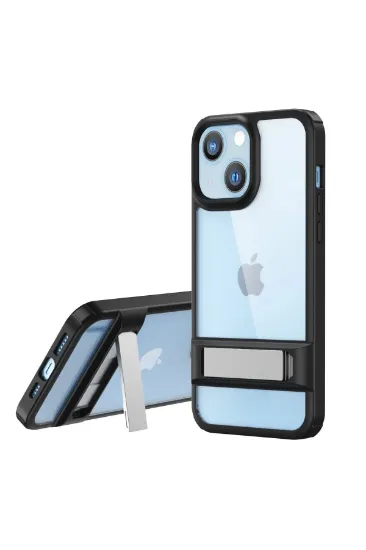 Newface iPhone 14 Plus Kılıf Rolet Stand Kapak - Siyah resmi