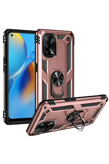Newface Oppo A74 4G Kılıf Sofya Yüzüklü Silikon Kapak - Rose resmi