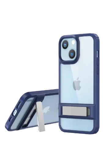 Newface iPhone 14 Plus Kılıf Rolet Stand Kapak - Lacivert resmi