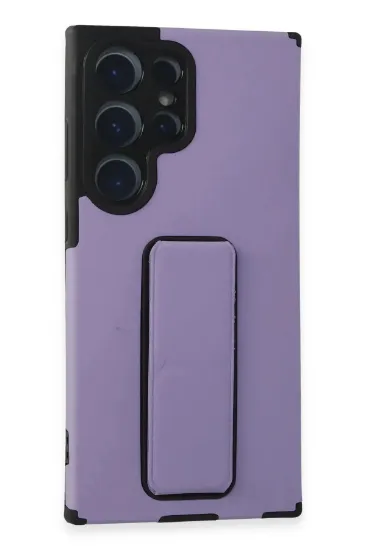 Newface Samsung Galaxy S23 Ultra Kılıf Mega Standlı Silikon - Lila resmi