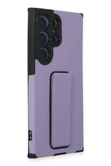 Newface Samsung Galaxy S23 Ultra Kılıf Mega Standlı Silikon - Lila resmi