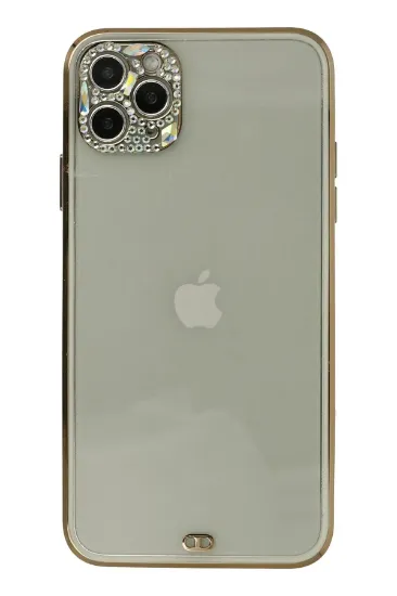 Newface iPhone 11 Pro Kılıf Liva Taşlı Silikon - Beyaz resmi