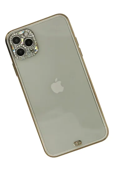 Newface iPhone 11 Pro Kılıf Liva Taşlı Silikon - Beyaz resmi