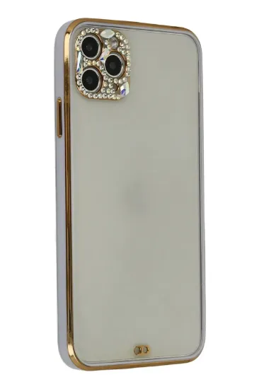 Newface iPhone 11 Pro Kılıf Liva Taşlı Silikon - Mor resmi