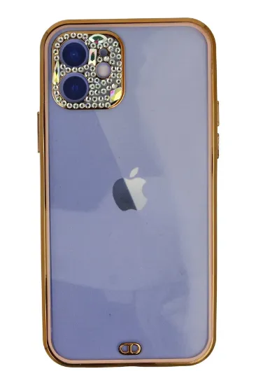 Newface iPhone 12 Kılıf Liva Taşlı Silikon - Pembe resmi