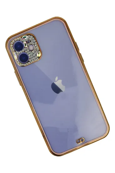 Newface iPhone 12 Kılıf Liva Taşlı Silikon - Pembe resmi