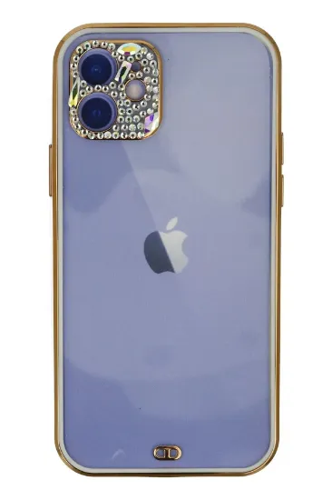 Newface iPhone 12 Kılıf Liva Taşlı Silikon - Beyaz resmi