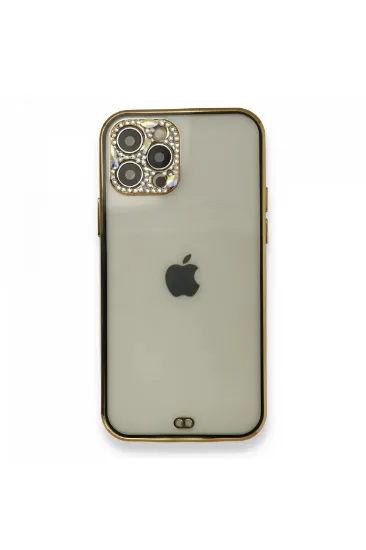 Newface iPhone 12 Pro Kılıf Liva Taşlı Silikon - Siyah resmi