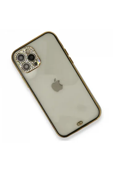 Newface iPhone 12 Pro Kılıf Liva Taşlı Silikon - Siyah resmi