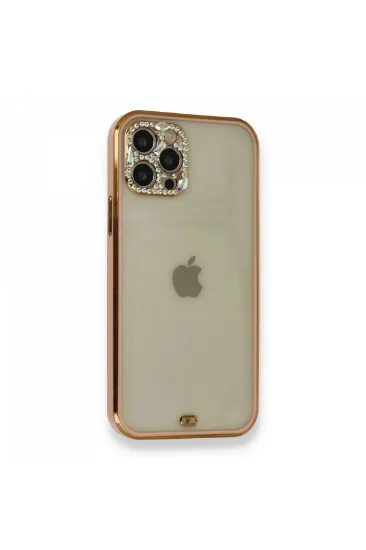 Newface iPhone 12 Pro Kılıf Liva Taşlı Silikon - Pembe resmi