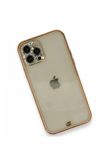 Newface iPhone 12 Pro Kılıf Liva Taşlı Silikon - Pembe resmi