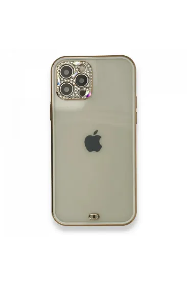 Newface iPhone 12 Pro Kılıf Liva Taşlı Silikon - Beyaz resmi