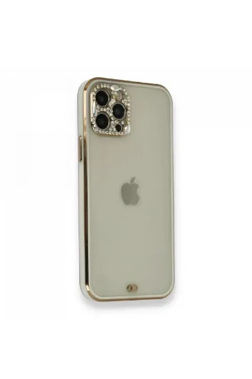 Newface iPhone 12 Pro Kılıf Liva Taşlı Silikon - Beyaz resmi