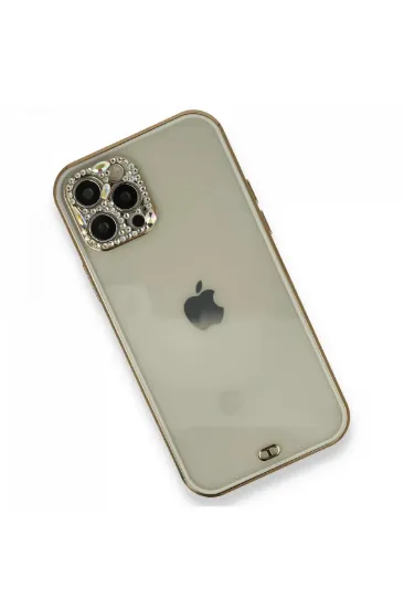 Newface iPhone 12 Pro Kılıf Liva Taşlı Silikon - Beyaz resmi