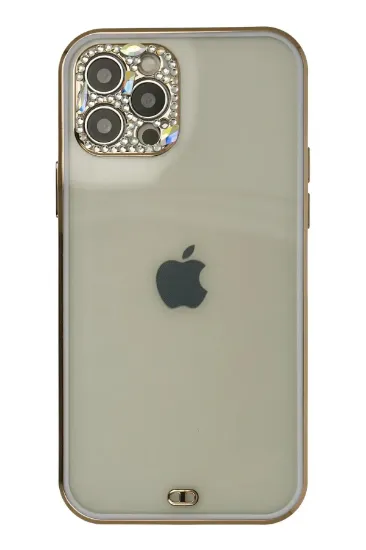 Newface iPhone 12 Pro Max Kılıf Liva Taşlı Silikon - Mor resmi