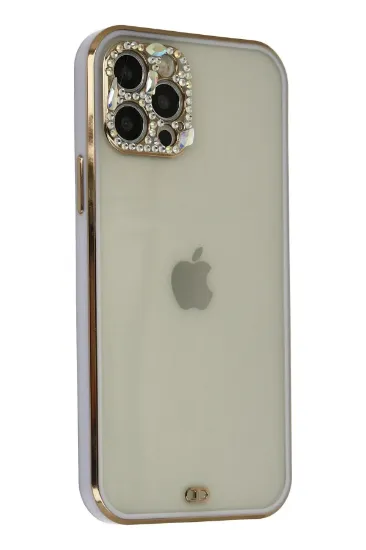 Newface iPhone 12 Pro Max Kılıf Liva Taşlı Silikon - Mor resmi