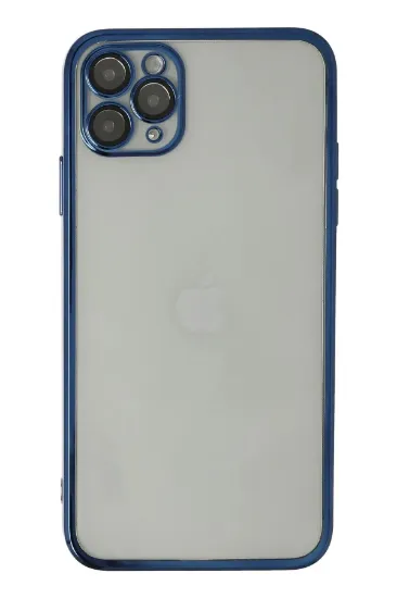 Newface iPhone 11 Pro Max Kılıf Razer Lensli Silikon - Mavi resmi