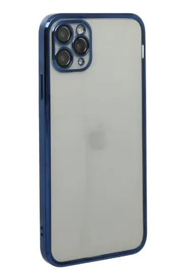 Newface iPhone 11 Pro Max Kılıf Razer Lensli Silikon - Mavi resmi