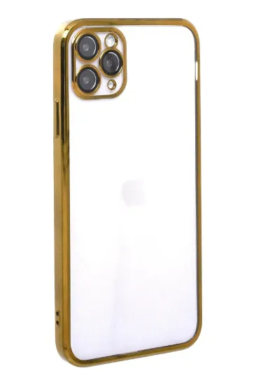Newface iPhone 11 Pro Max Kılıf Razer Lensli Silikon - Gold resmi