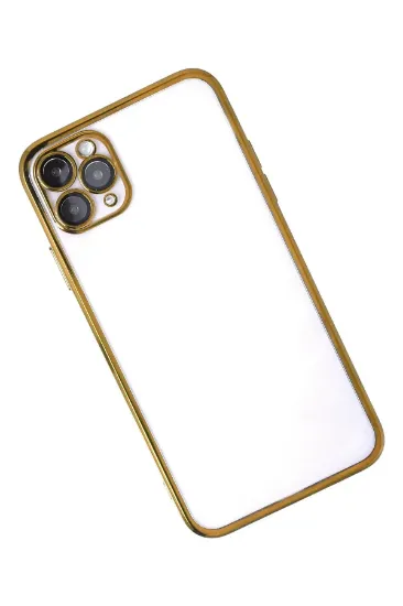 Newface iPhone 11 Pro Max Kılıf Razer Lensli Silikon - Gold resmi
