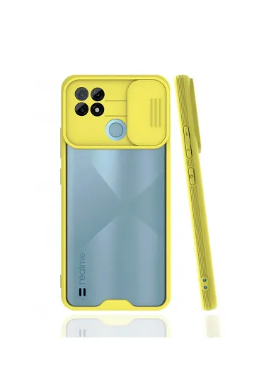 Newface Realme C21 Kılıf Platin Kamera Koruma Silikon - Sarı resmi