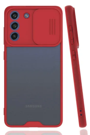 Newface Samsung Galaxy S21 FE Kılıf Platin Kamera Koruma Silikon - Kırmızı resmi