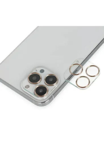 Newface iPhone 14 Pro Max Band Metal Kamera Lens - Gold resmi