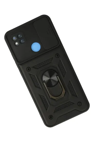 Newface Xiaomi Redmi 9C Kılıf Pars Lens Yüzüklü Silikon - Siyah resmi