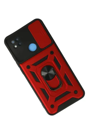 Newface Xiaomi Redmi 9C Kılıf Pars Lens Yüzüklü Silikon - Kırmızı resmi