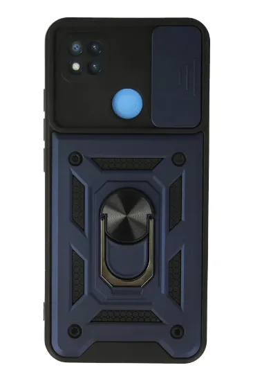 Newface Xiaomi Redmi 9C Kılıf Pars Lens Yüzüklü Silikon - Lacivert resmi