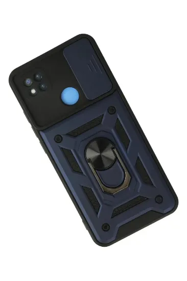 Newface Xiaomi Redmi 9C Kılıf Pars Lens Yüzüklü Silikon - Lacivert resmi
