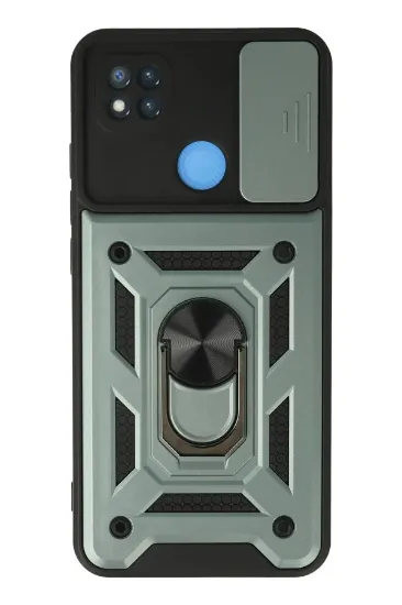 Newface Xiaomi Redmi 9C Kılıf Pars Lens Yüzüklü Silikon - Yeşil resmi