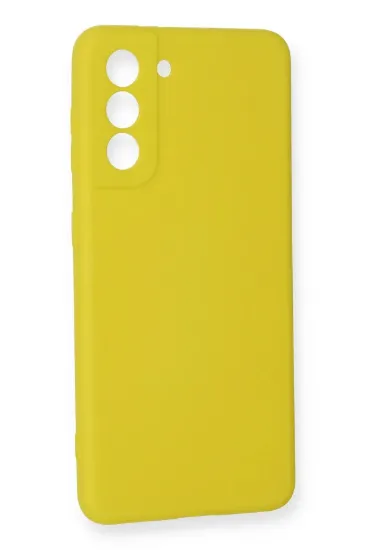 Newface Samsung Galaxy S21 FE Kılıf Nano içi Kadife Silikon - Sarı resmi